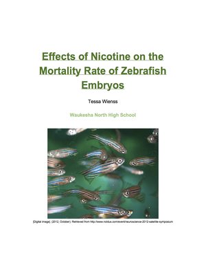 cover image of Effects of Nicotine on the Mortality Rate of Zebrafish Embryos